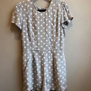 Grey and white polka-dot romper